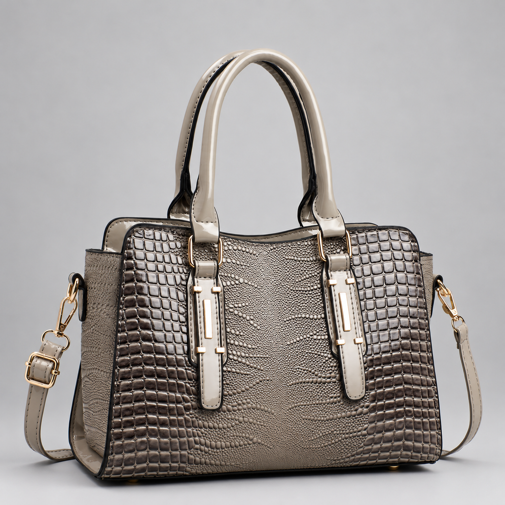 Daphne Women’s Glossy Croc-Effect Top-Handle Handbag