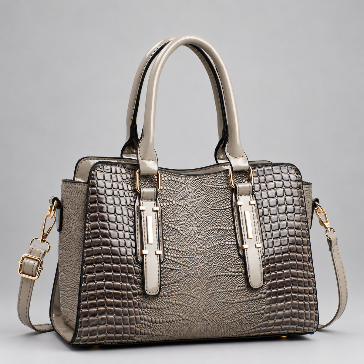 Daphne Women’s Glossy Croc-Effect Top-Handle Handbag