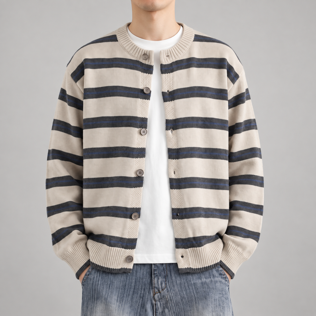 Crosby Men’s Striped Button-Front Knit Cardigan