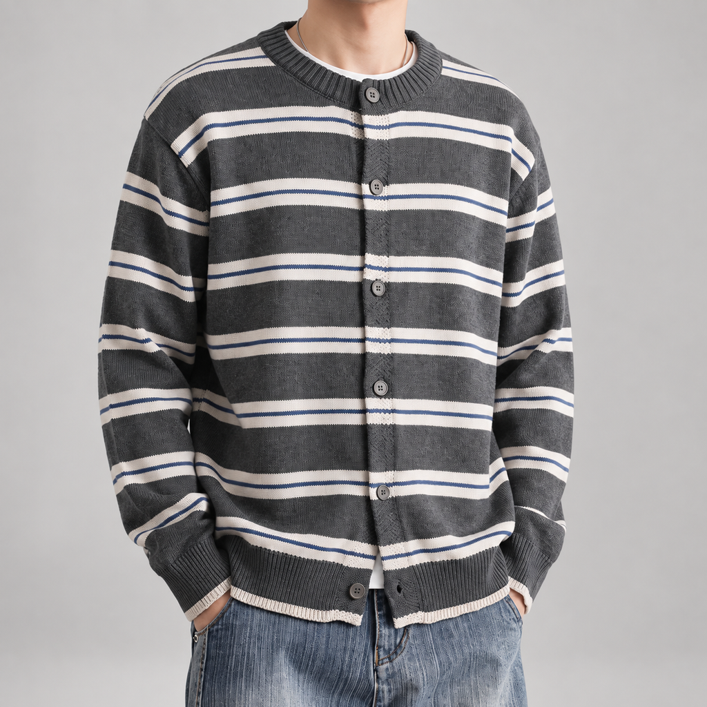 Crosby Men’s Striped Button-Front Knit Cardigan