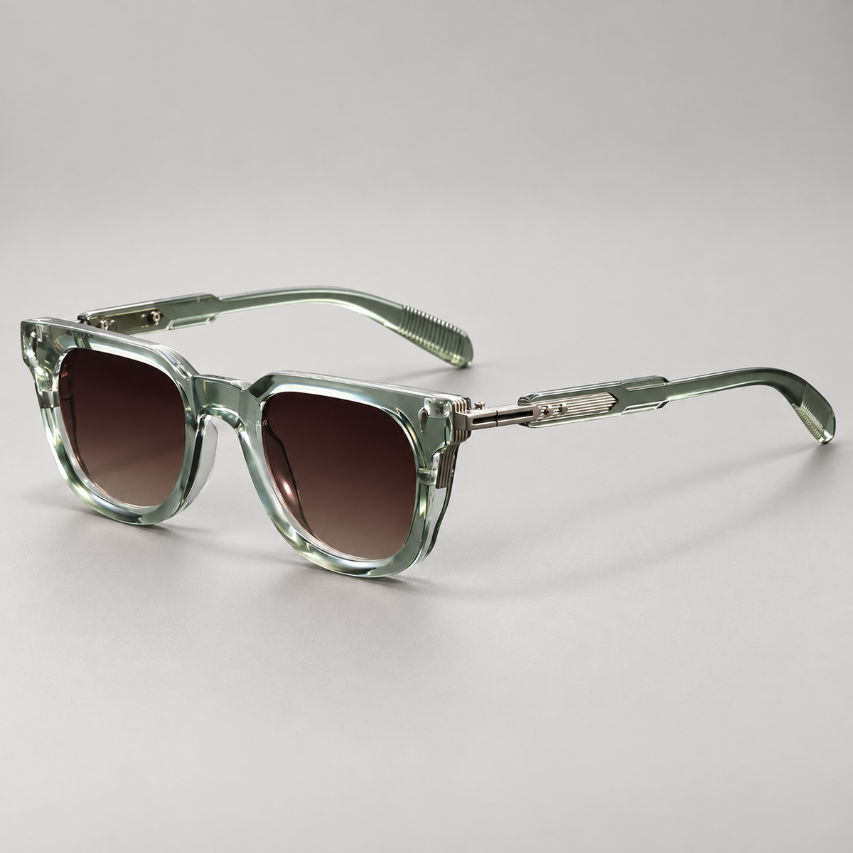 Dario Square Frame Sunglasses with Metal Temple Detail