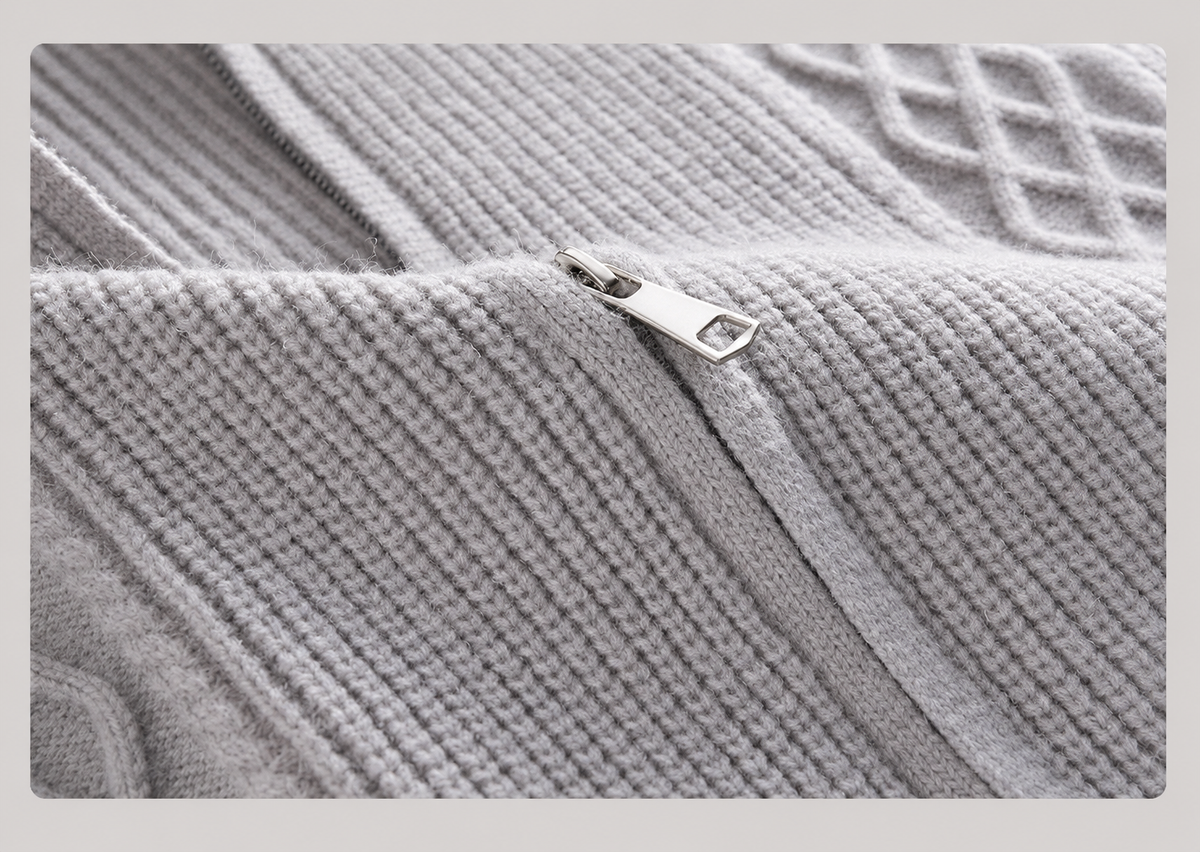 Dario Men’s Cable-Knit Full-Zip Cardigan