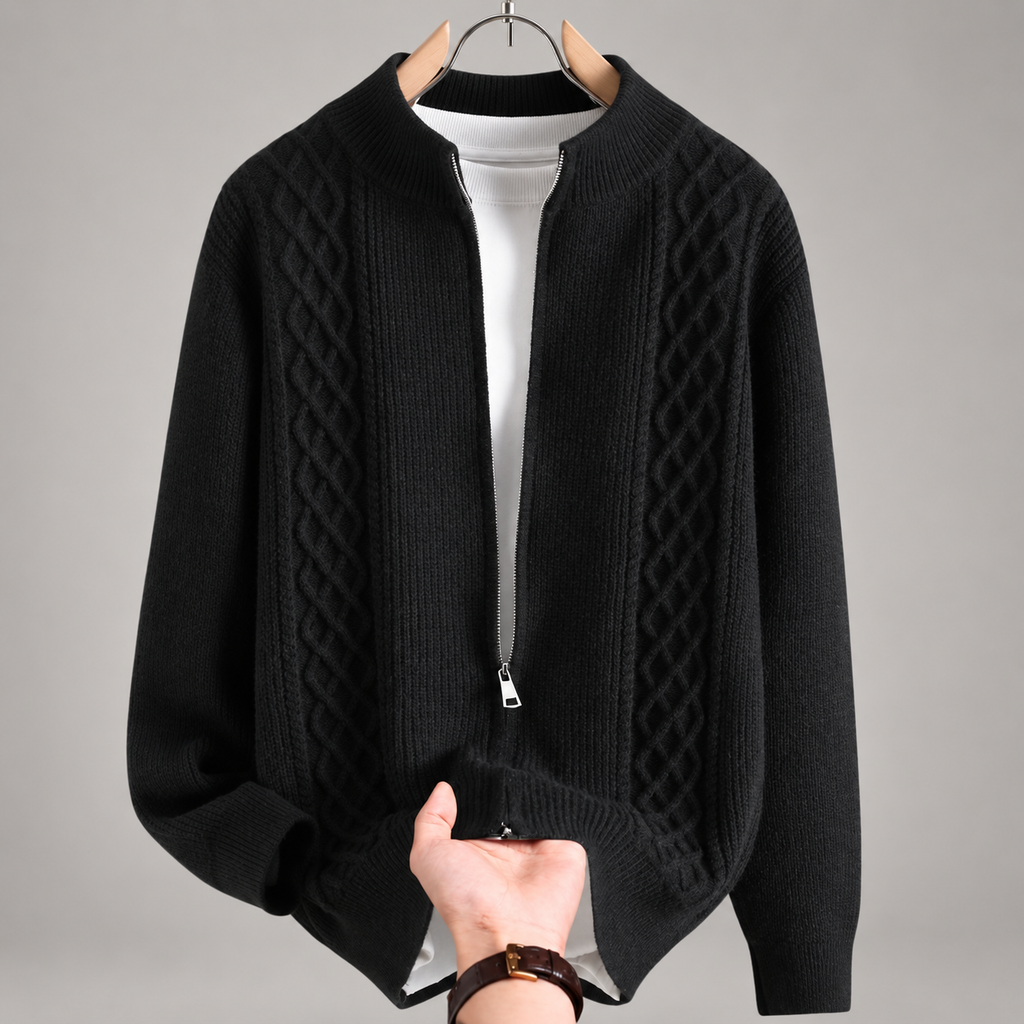 Dario Men’s Cable-Knit Full-Zip Cardigan