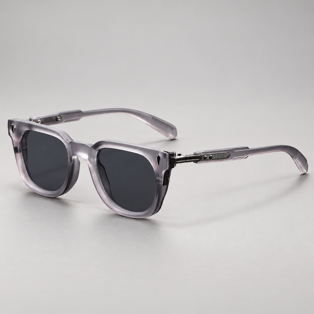 Dario Square Frame Sunglasses with Metal Temple Detail
