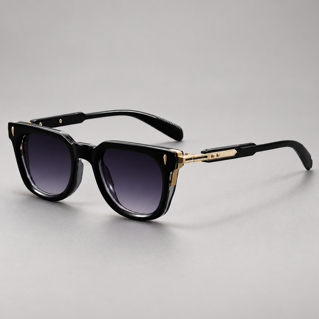 Dario Square Frame Sunglasses with Metal Temple Detail