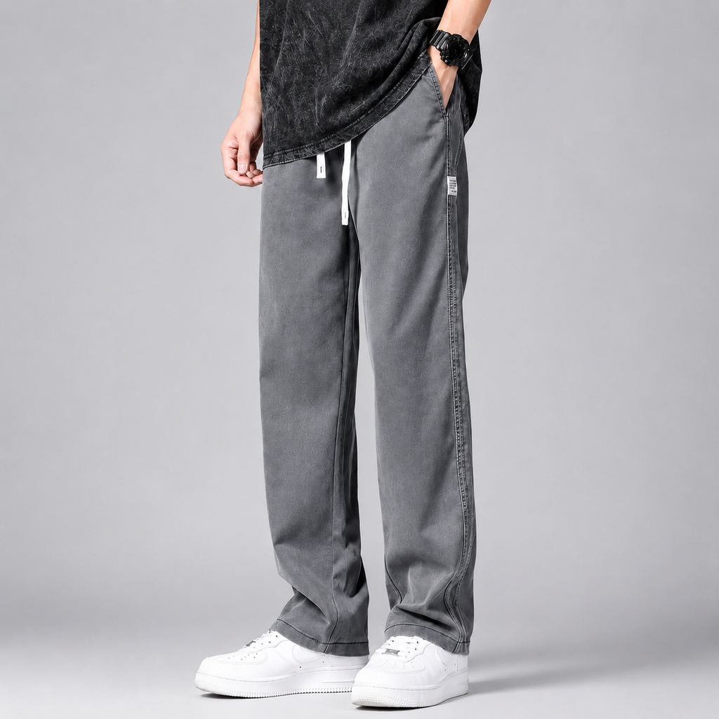 Nathan Men's Cotton Denim Pants – Relaxed Straight Leg Casual Trousers