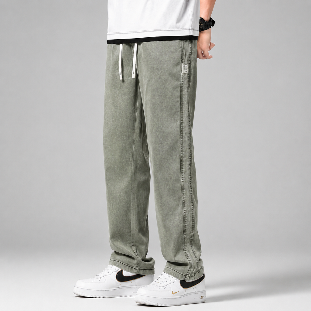 Nathan Men's Cotton Denim Pants – Relaxed Straight Leg Casual Trousers