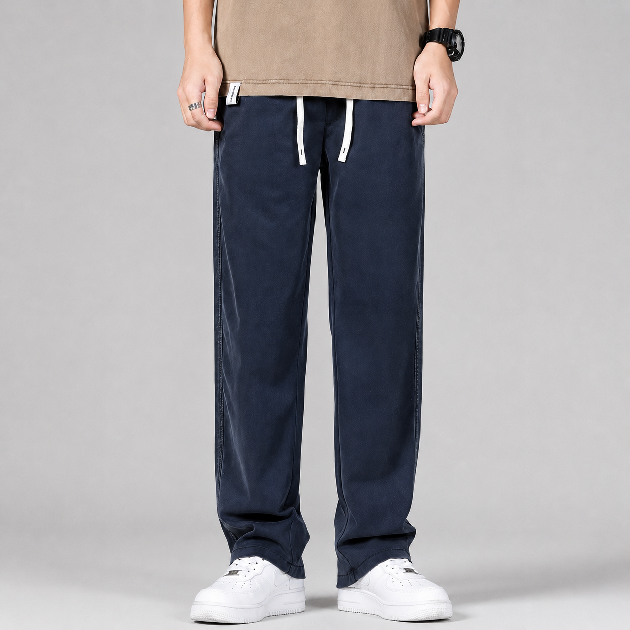 Nathan Men's Cotton Denim Pants – Relaxed Straight Leg Casual Trousers