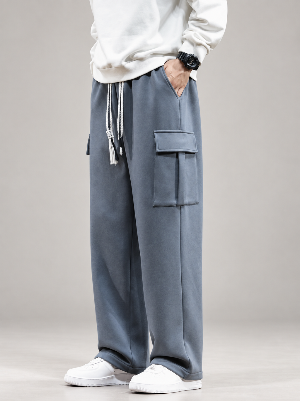 Dominic Men’s Wide-Leg Cargo Sweatpants