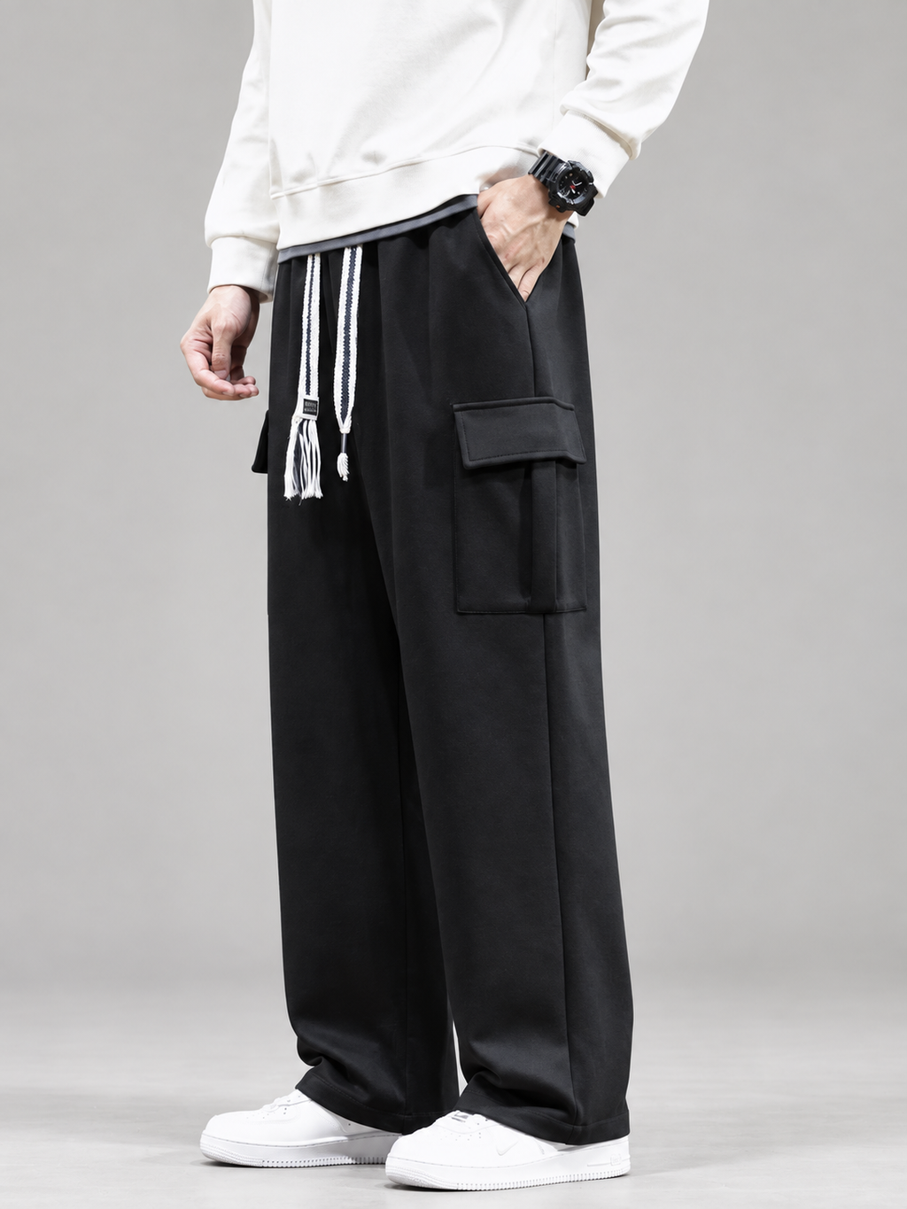 Dominic Men’s Wide-Leg Cargo Sweatpants