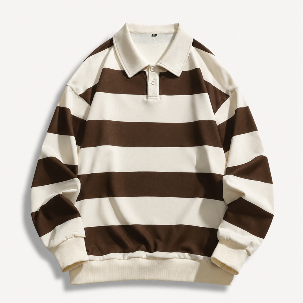 Dustin Long Sleeve Striped Polo Sweatshirt