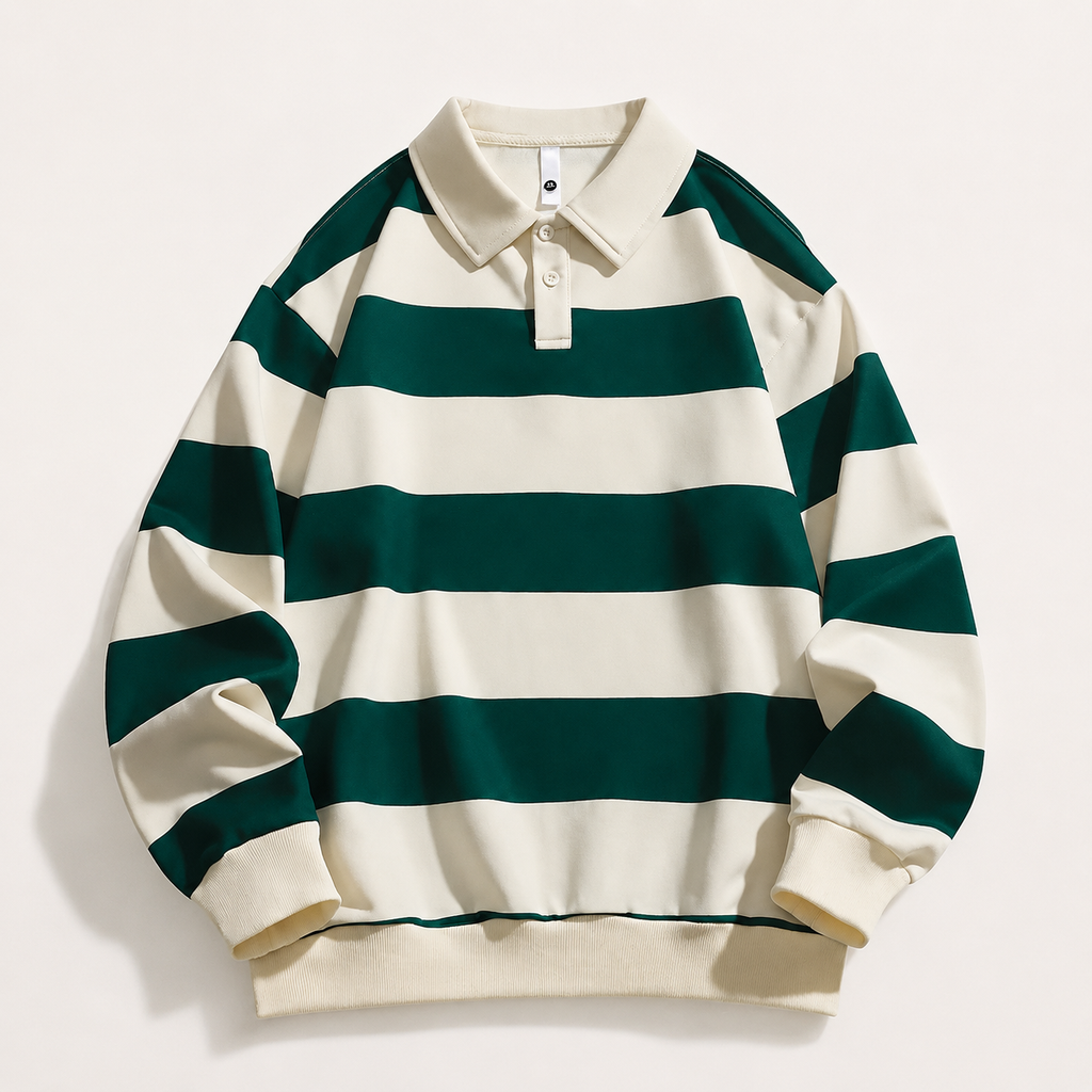 Dustin Long Sleeve Striped Polo Sweatshirt