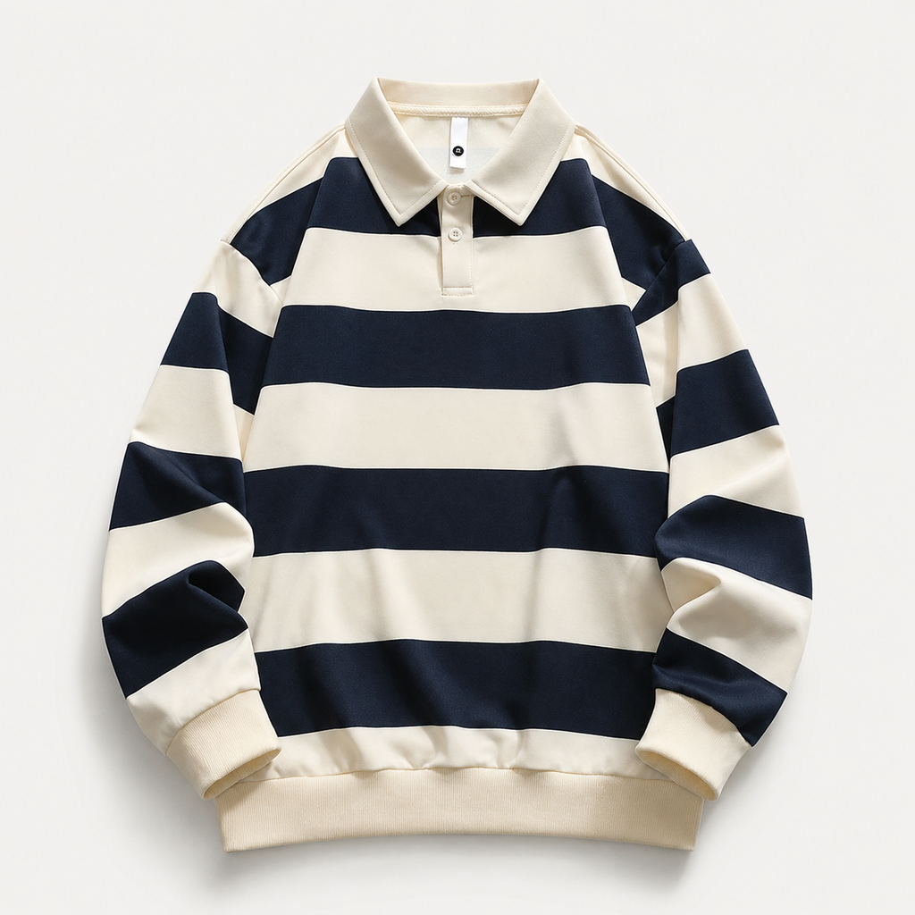 Dustin Long Sleeve Striped Polo Sweatshirt