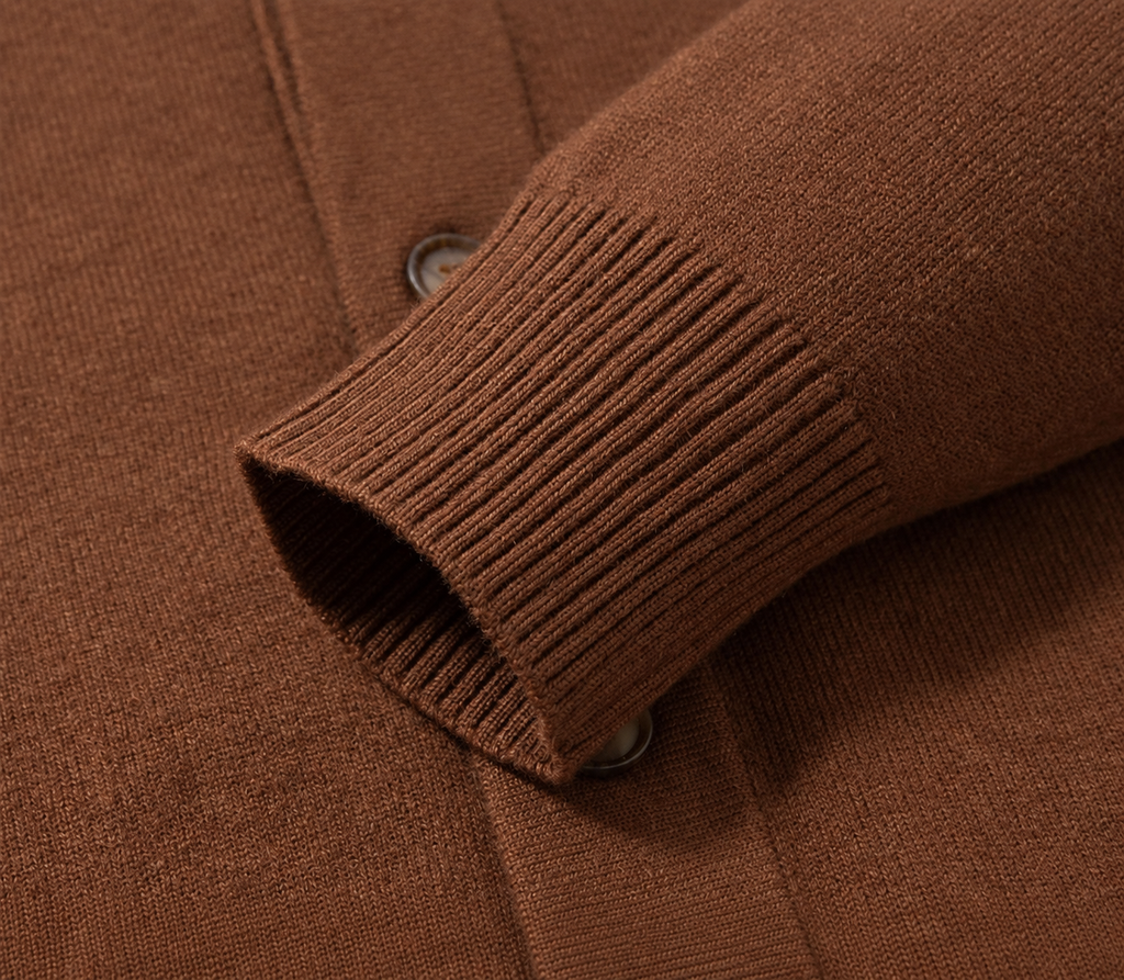 Edmund Men’s Textured Knit Cardigan with Stand Collar and Button Front