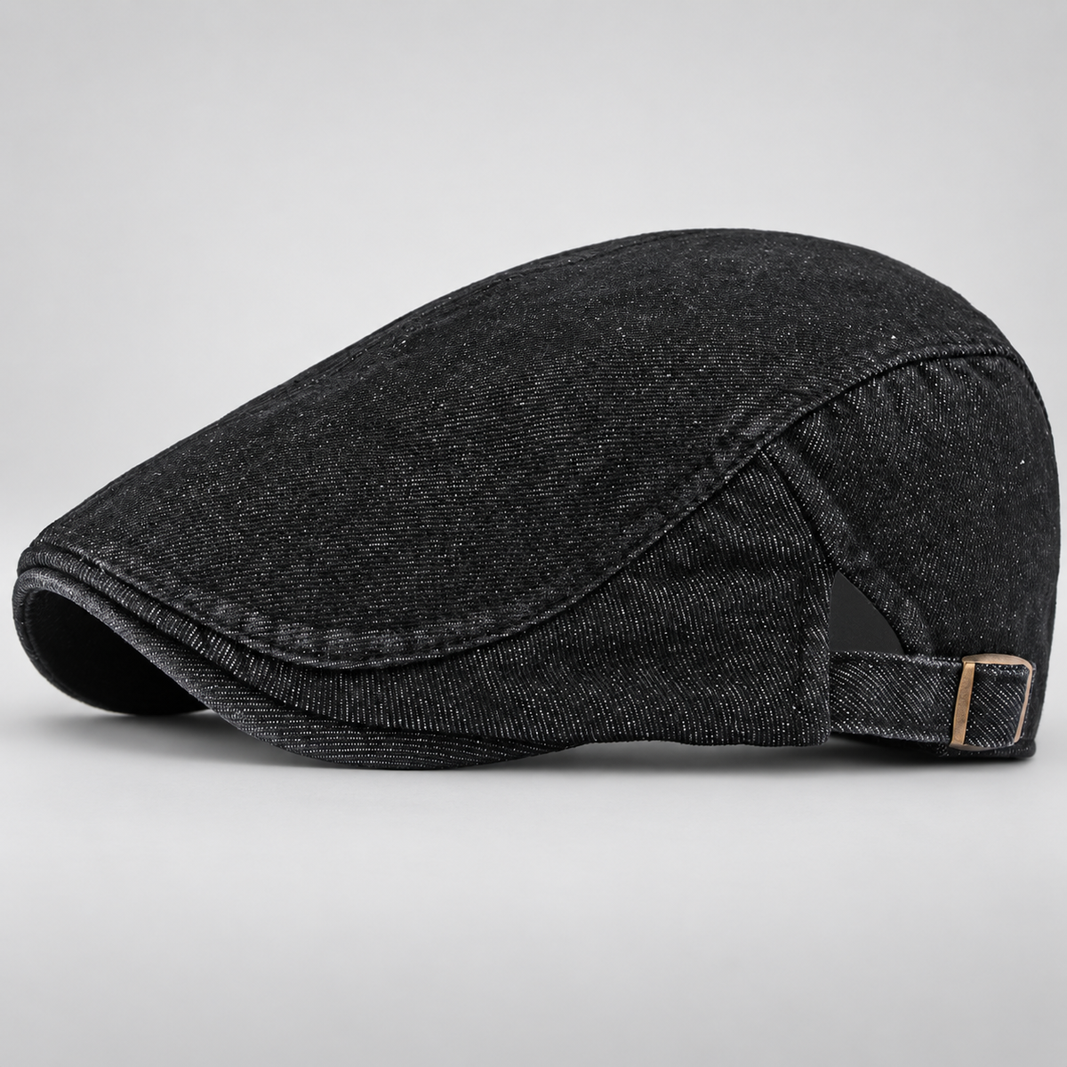 Edmund Men’s Washed Denim Flat Cap with Adjustable Buckle