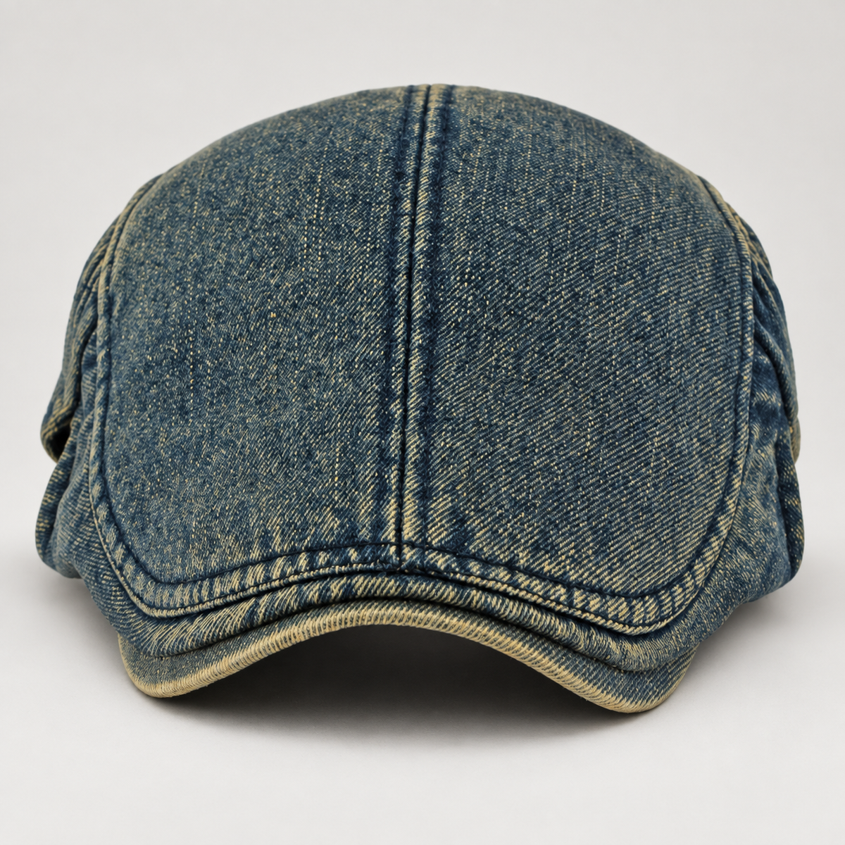Edmund Men’s Washed Denim Flat Cap with Adjustable Buckle