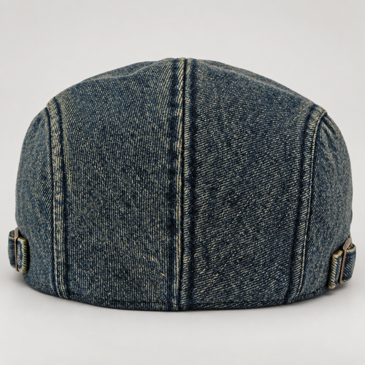 Edmund Men’s Washed Denim Flat Cap with Adjustable Buckle