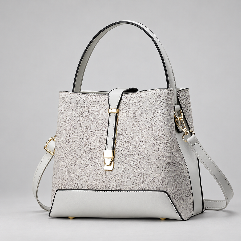 Amara Women’s Structured Lace Handbag with Gold-Tone Hardware