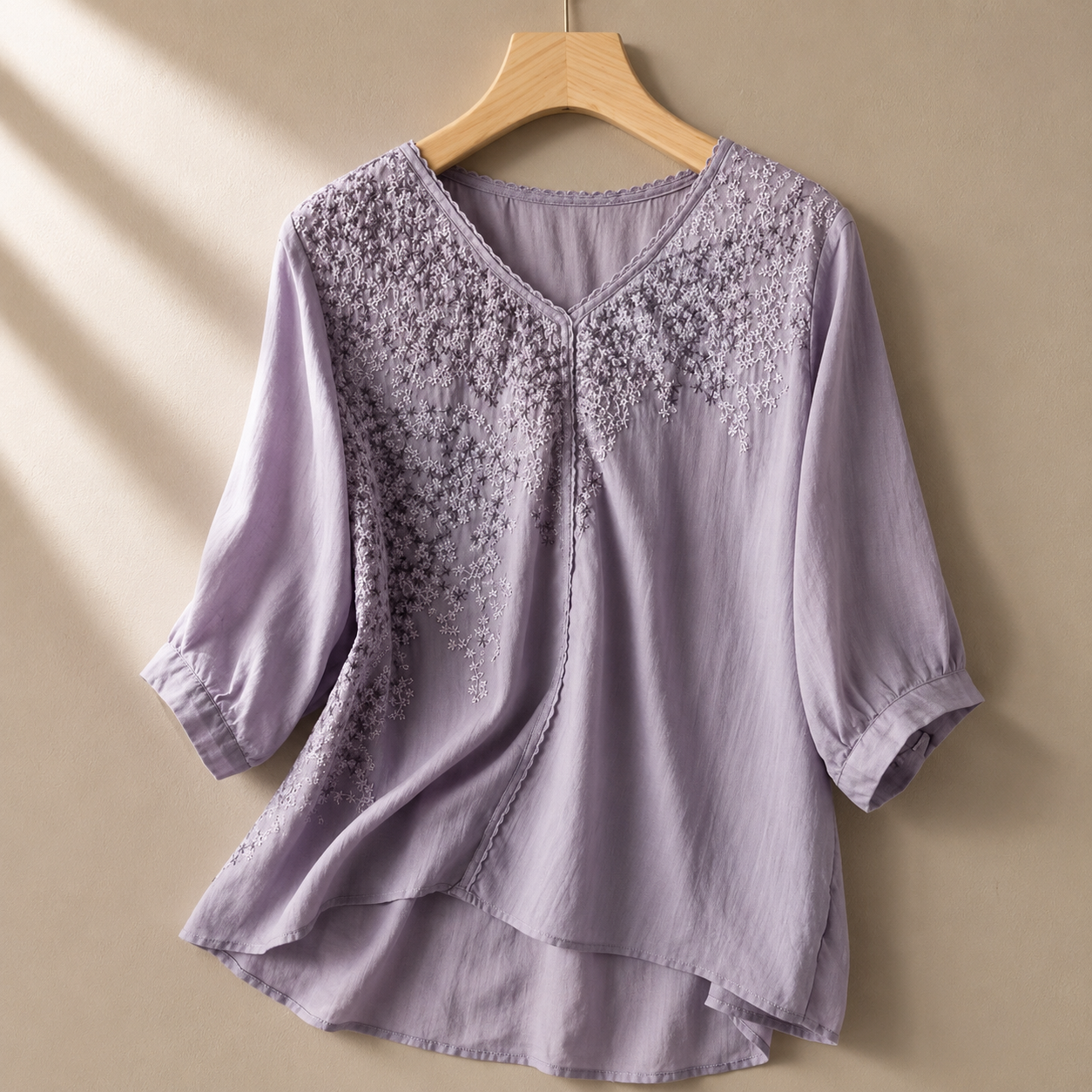 Elodie Women's Linen Blend Embroidered Blouse