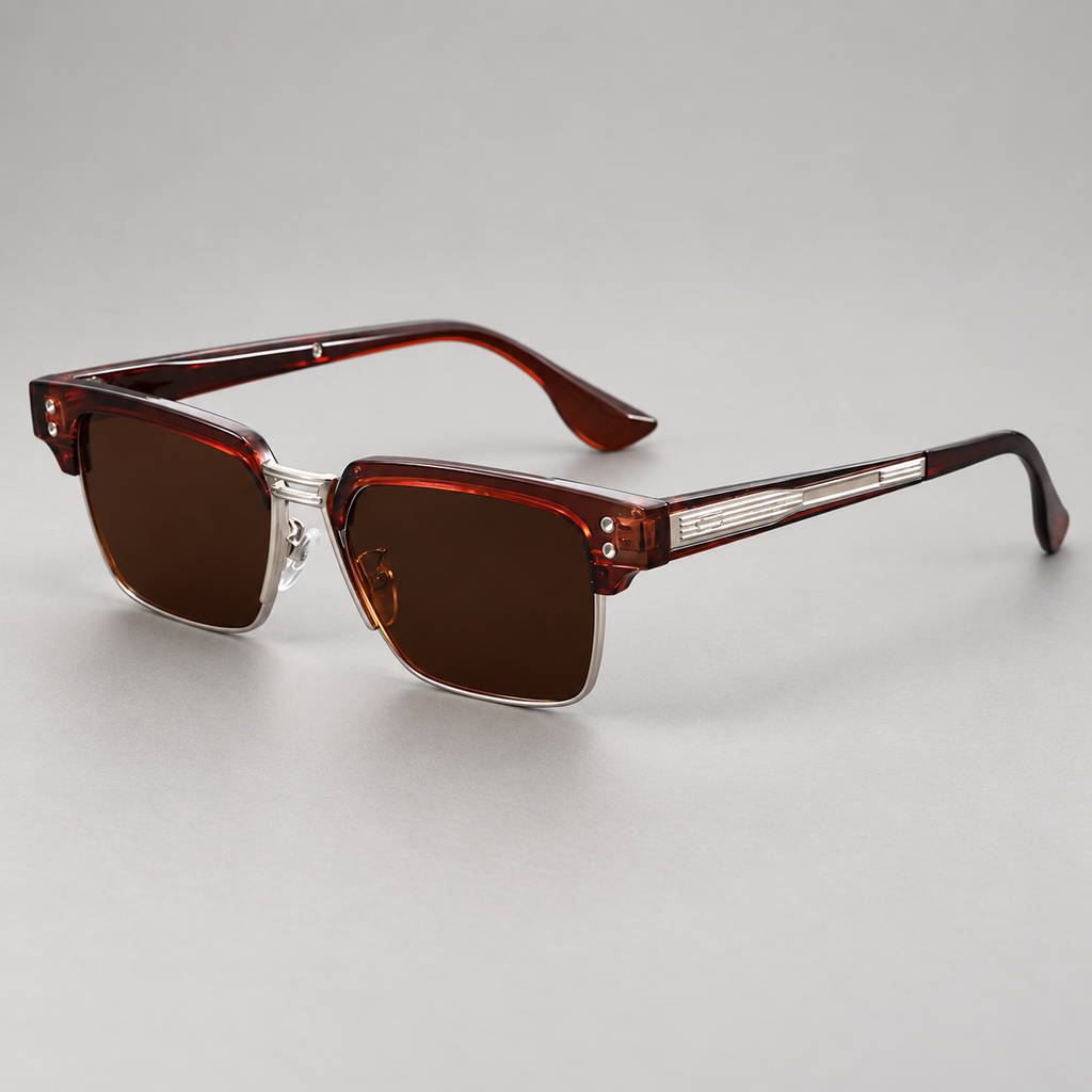 Emilio Rectangular Browline Sunglasses