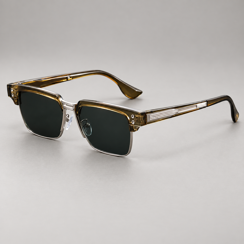 Emilio Rectangular Browline Sunglasses