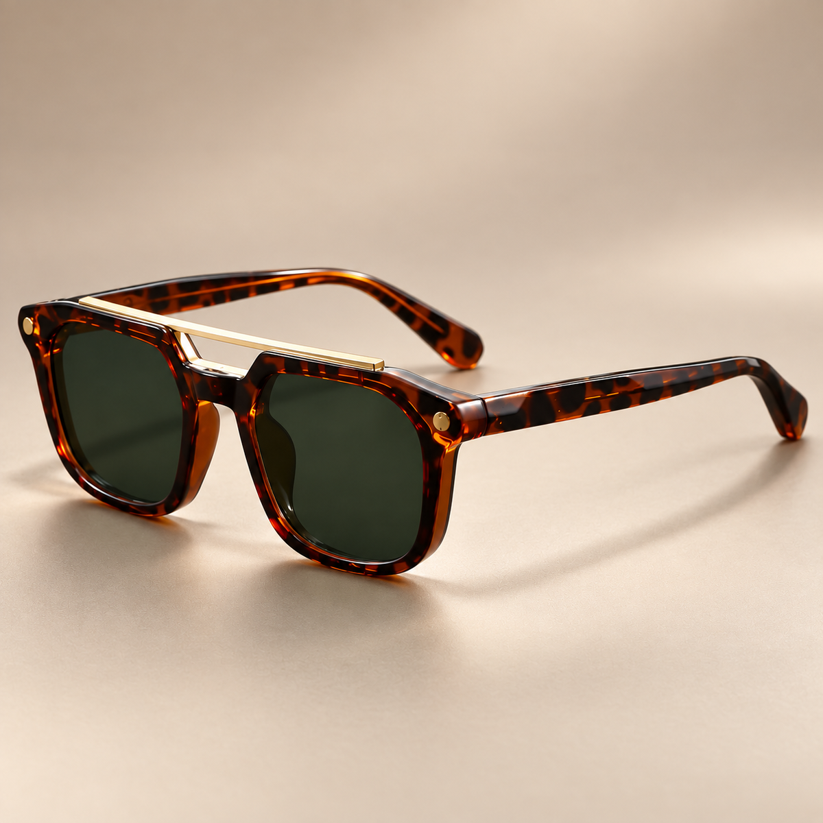 Enzo Square Sunglasses with Metal Brow Bar