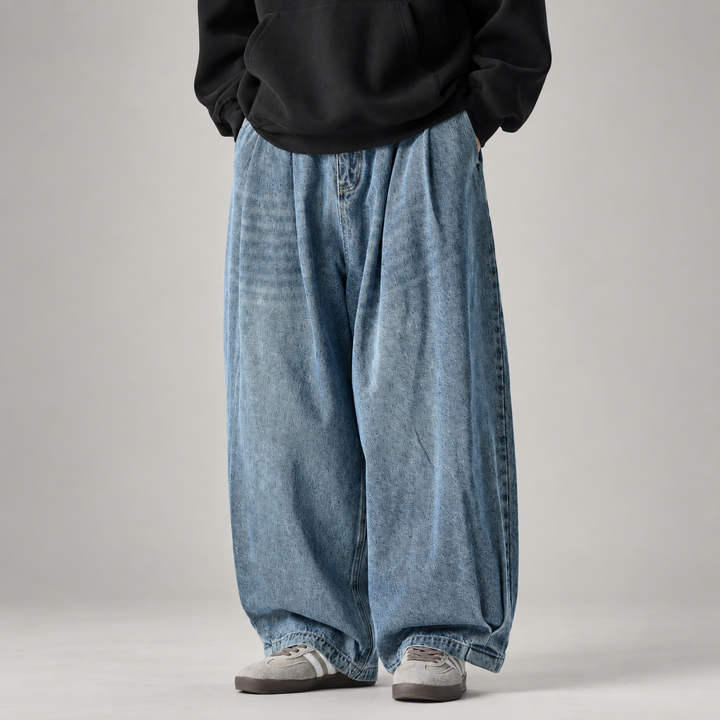 Everett Men’s Pleated Extra-Wide-Leg Jeans