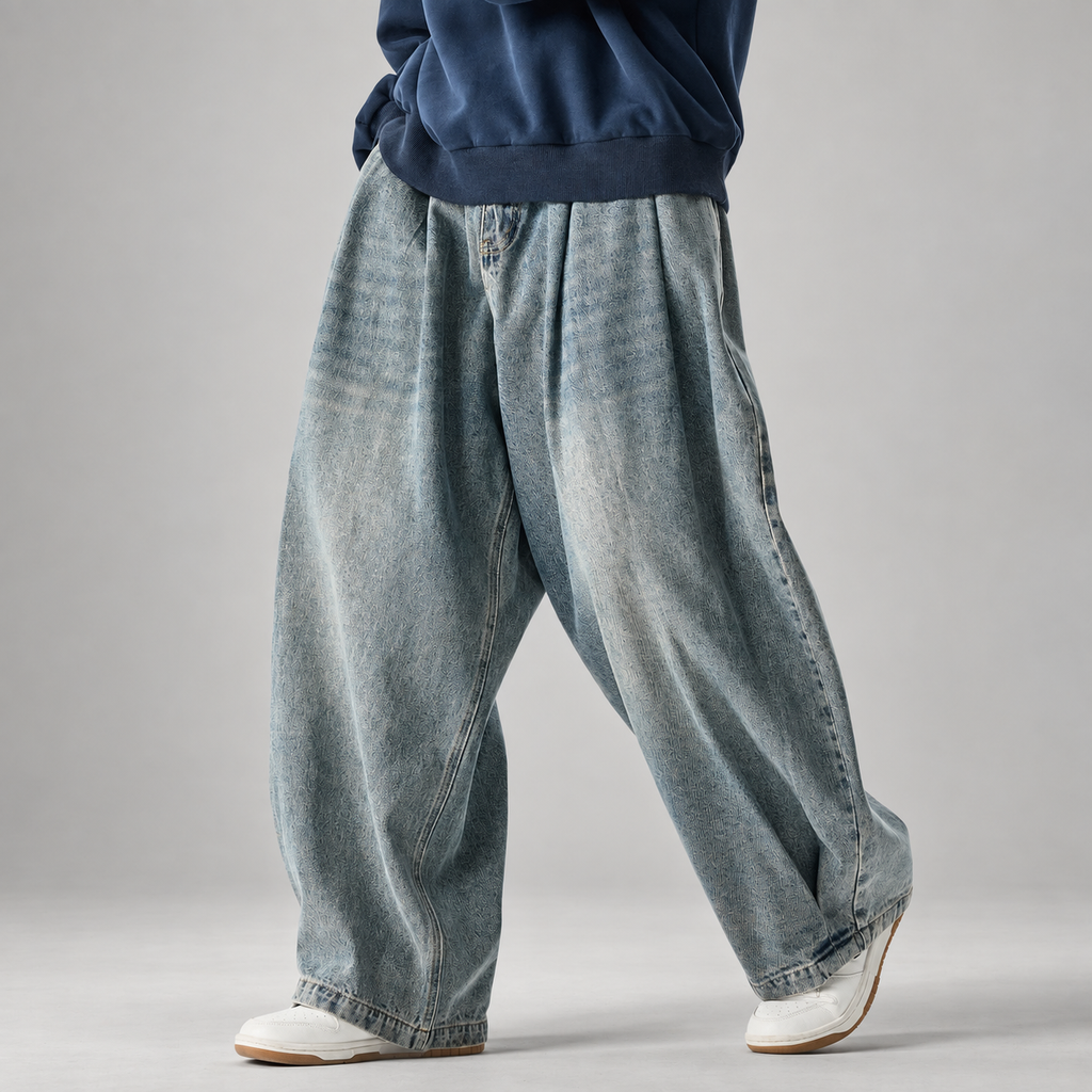 Everett Men’s Pleated Extra-Wide-Leg Jeans