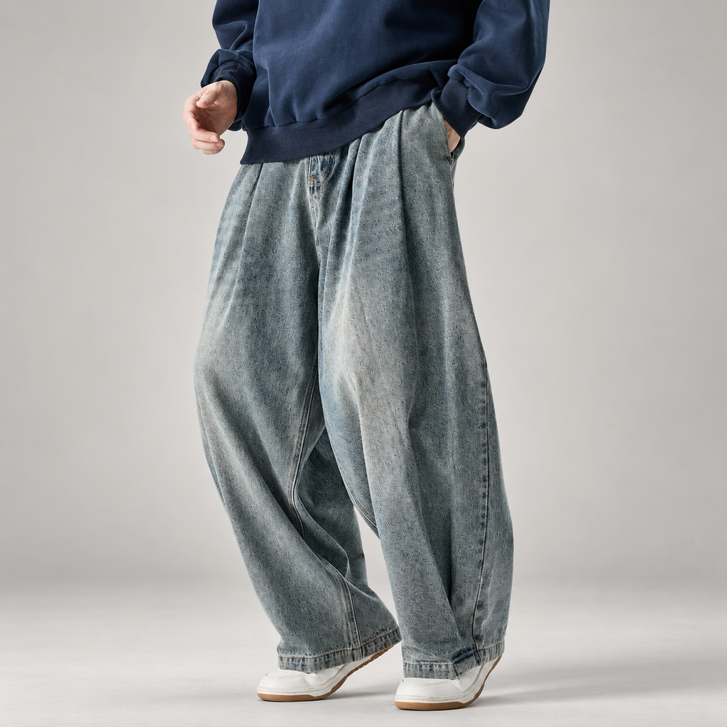 Everett Men’s Pleated Extra-Wide-Leg Jeans