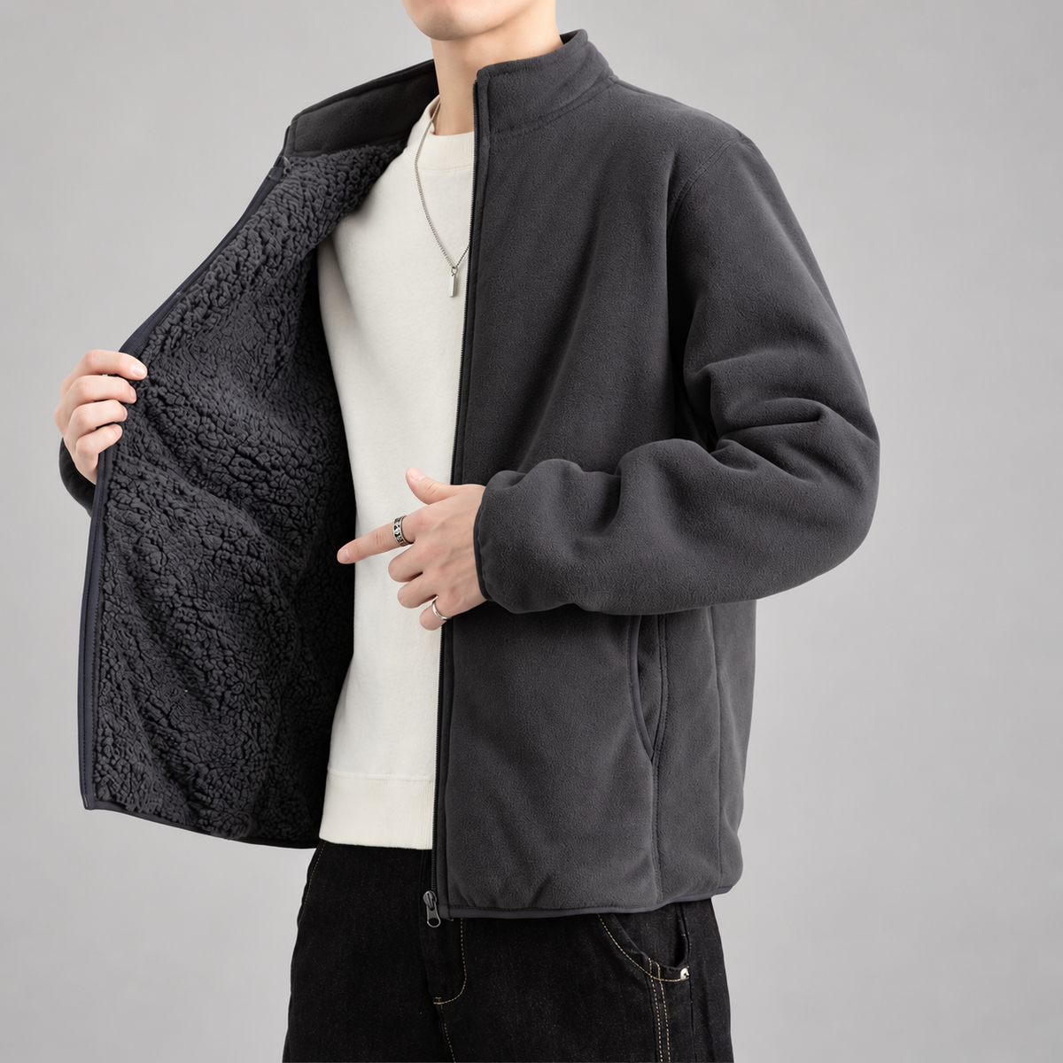 Gavin Men’s Sherpa-Lined Full-Zip Fleece Jacket