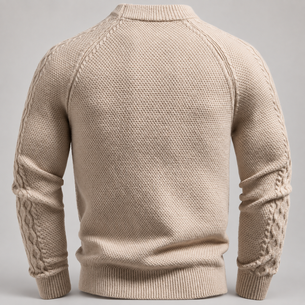 Gideon Men’s Textured Crewneck Knit Sweater with Contrast Chest Pocket
