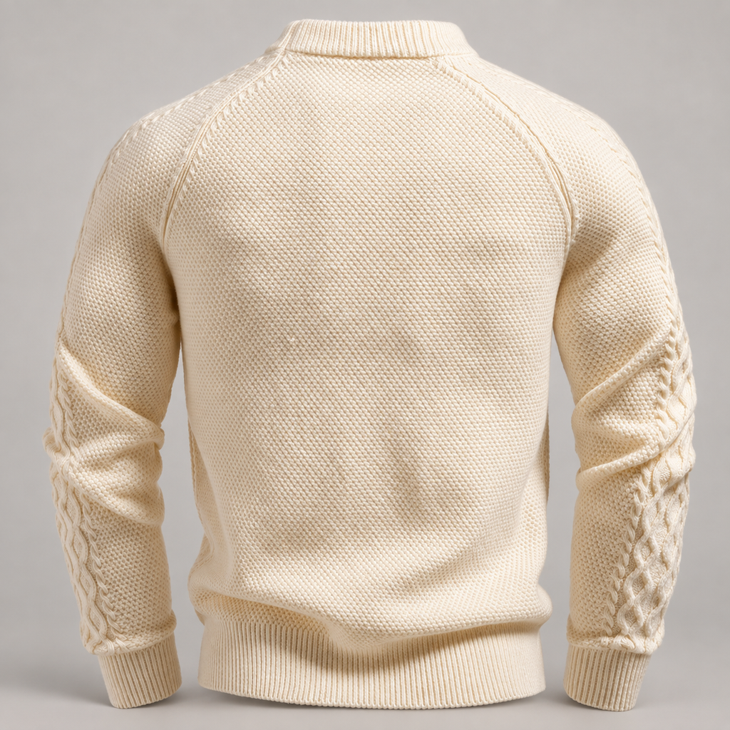 Gideon Men’s Textured Crewneck Knit Sweater with Contrast Chest Pocket