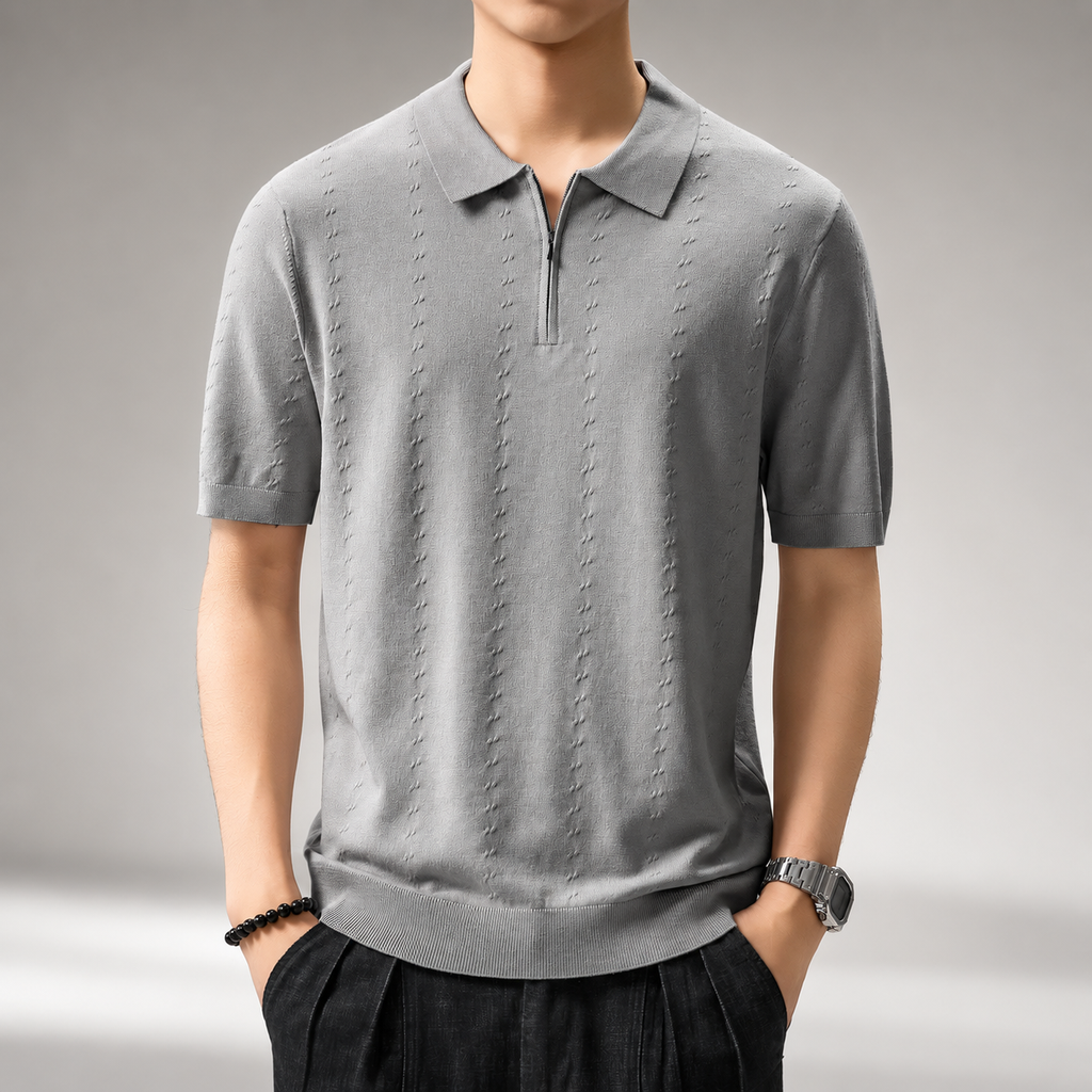 Lorenzo Men’s Short Sleeve Zip Polo