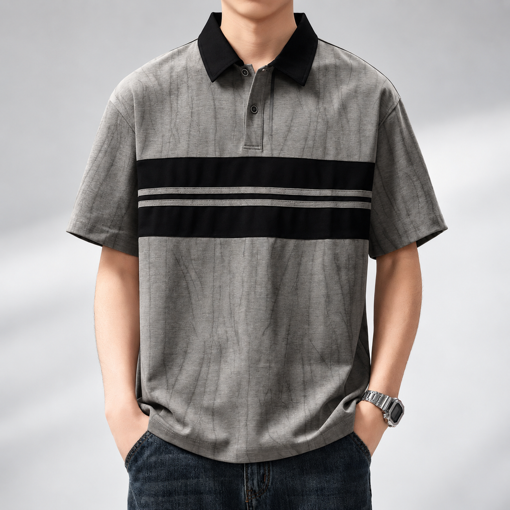 Vittorio Men's Textured Colorblock Polo Shirt