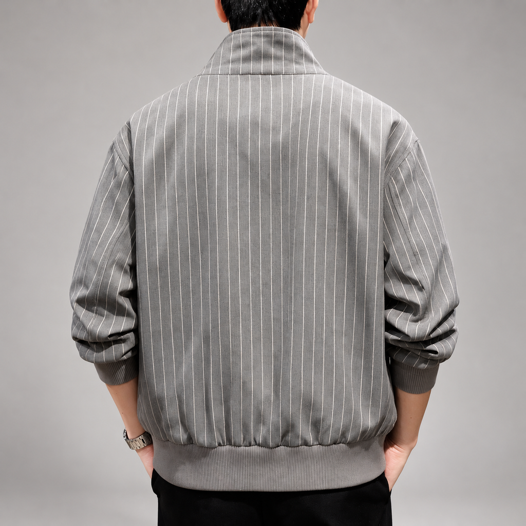 Digby Men's Pinstripe Zip-Up Jacket with Ribbed Trim