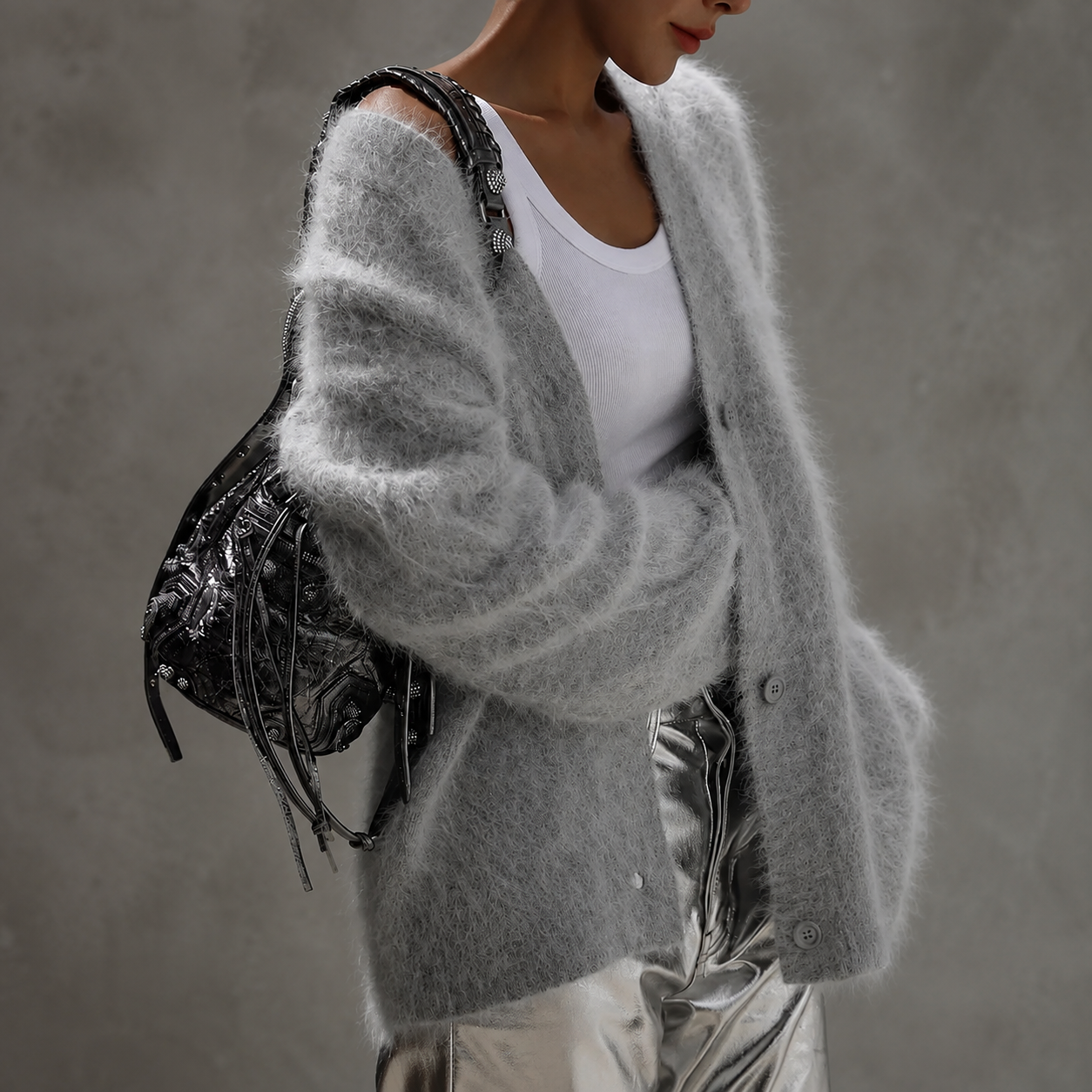 Hailey V-Neck Fuzzy Oversized Cardigan