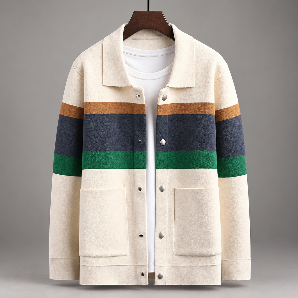 Harrison Men’s Color-Block Jacket with Snap Front and Patch Pockets