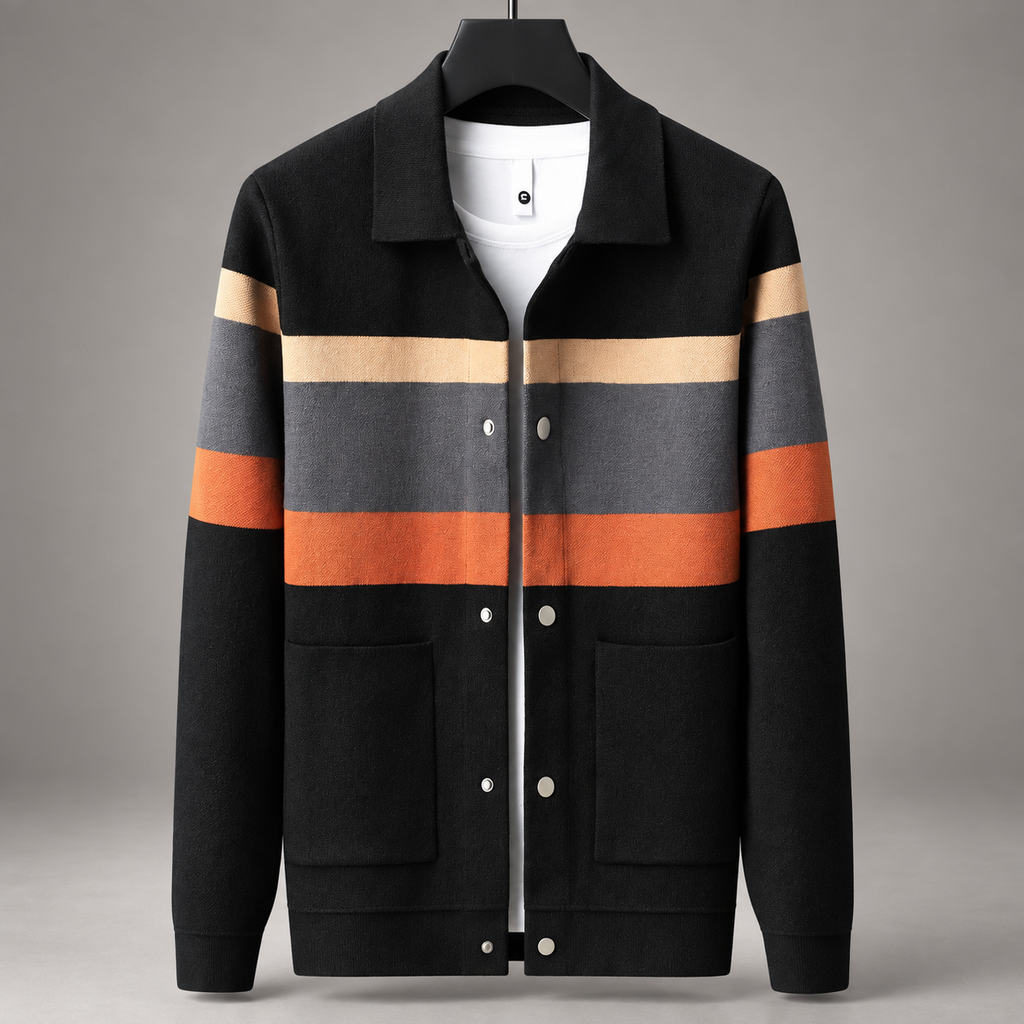 Harrison Men’s Color-Block Jacket with Snap Front and Patch Pockets
