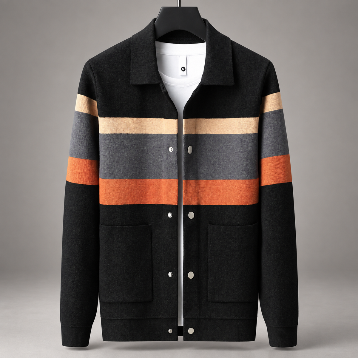 Harrison Men’s Color-Block Jacket with Snap Front and Patch Pockets