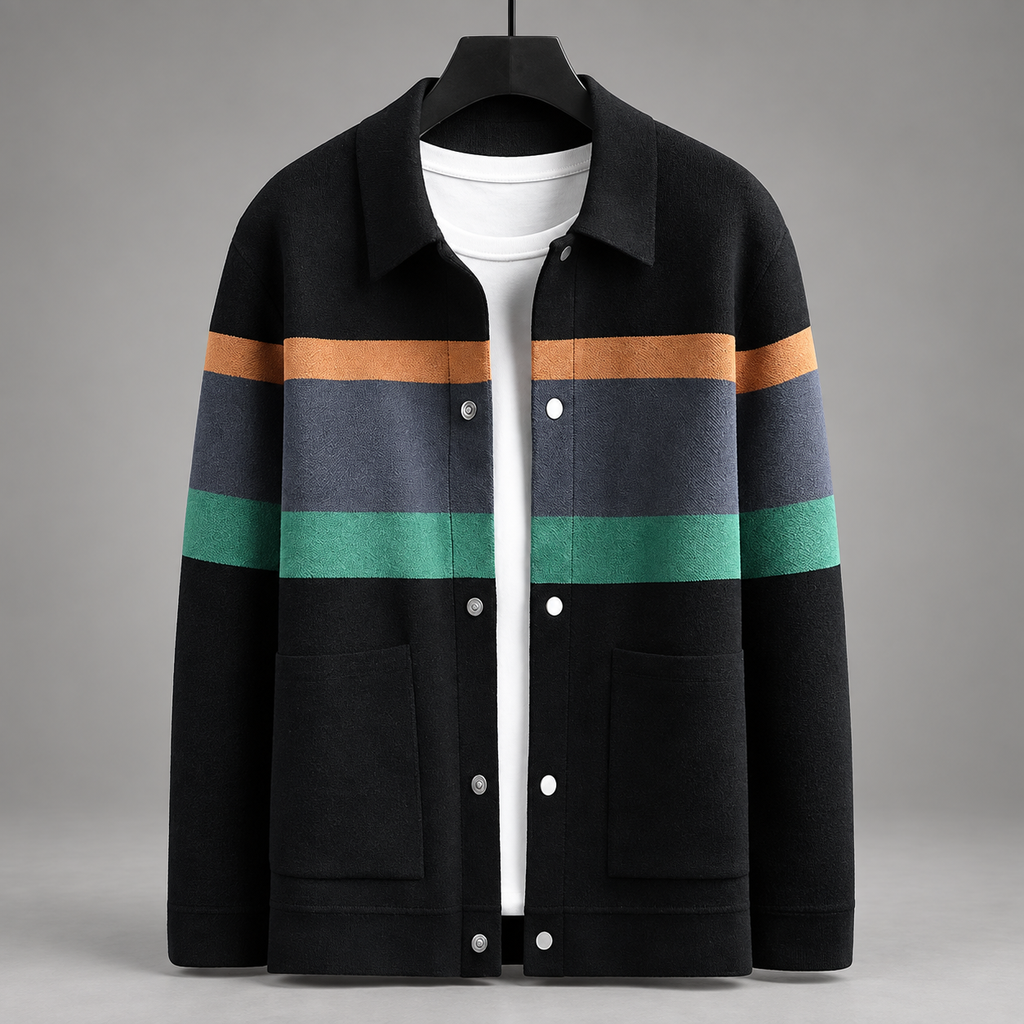Harrison Men’s Color-Block Jacket with Snap Front and Patch Pockets