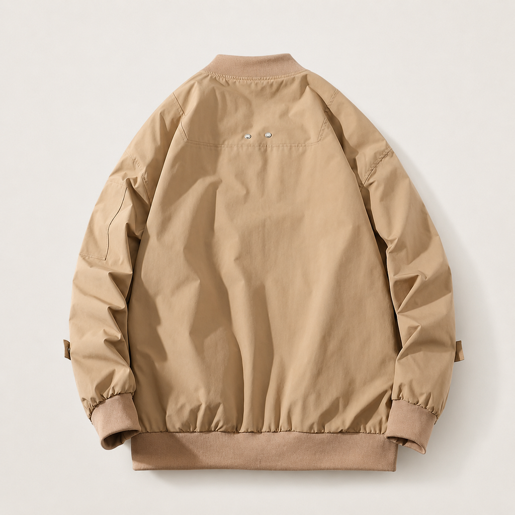 Hayes Men's Bomber Jacket – Ribbed Collar Multi-Pocket Zip-Up Casual Coat