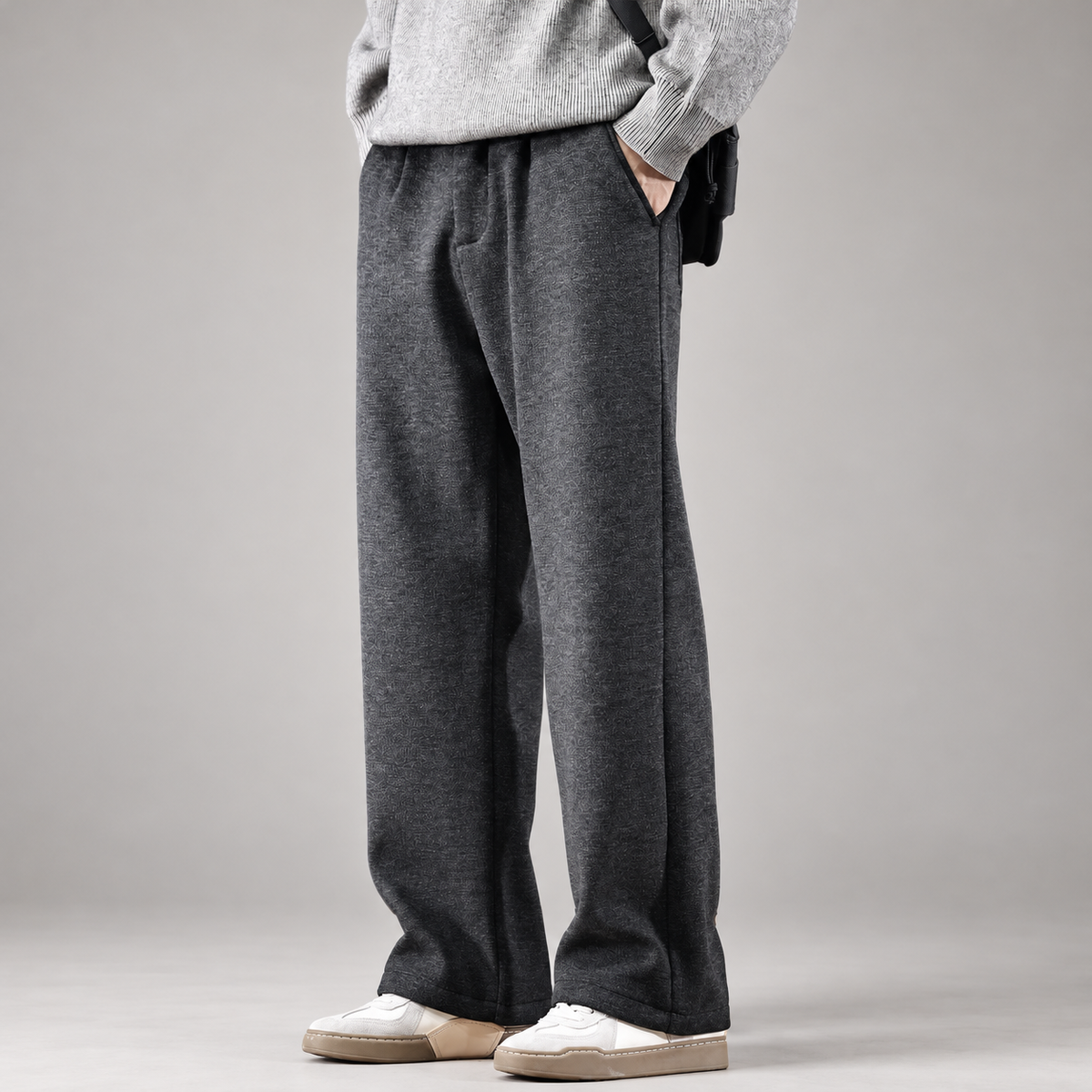 Bastien Men’s Relaxed Straight-Leg Heathered Trousers