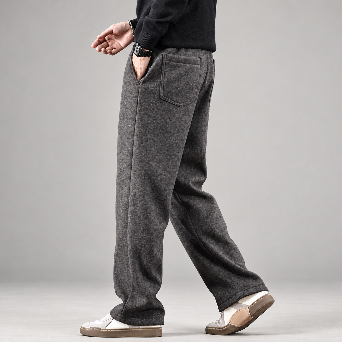Bastien Men’s Relaxed Straight-Leg Heathered Trousers