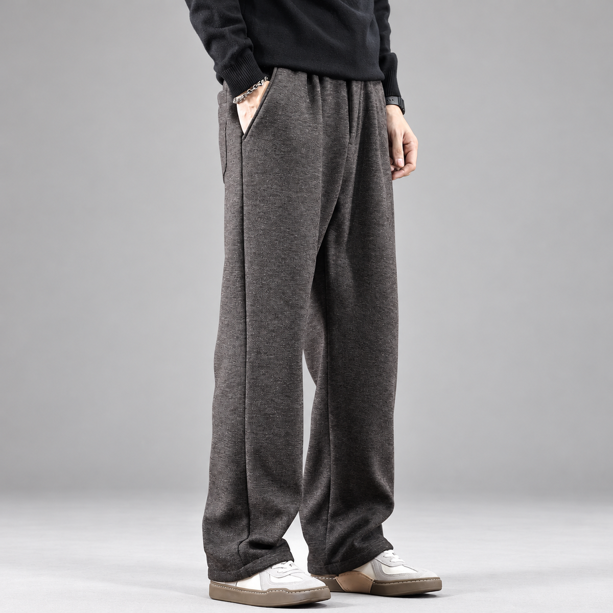 Bastien Men’s Relaxed Straight-Leg Heathered Trousers