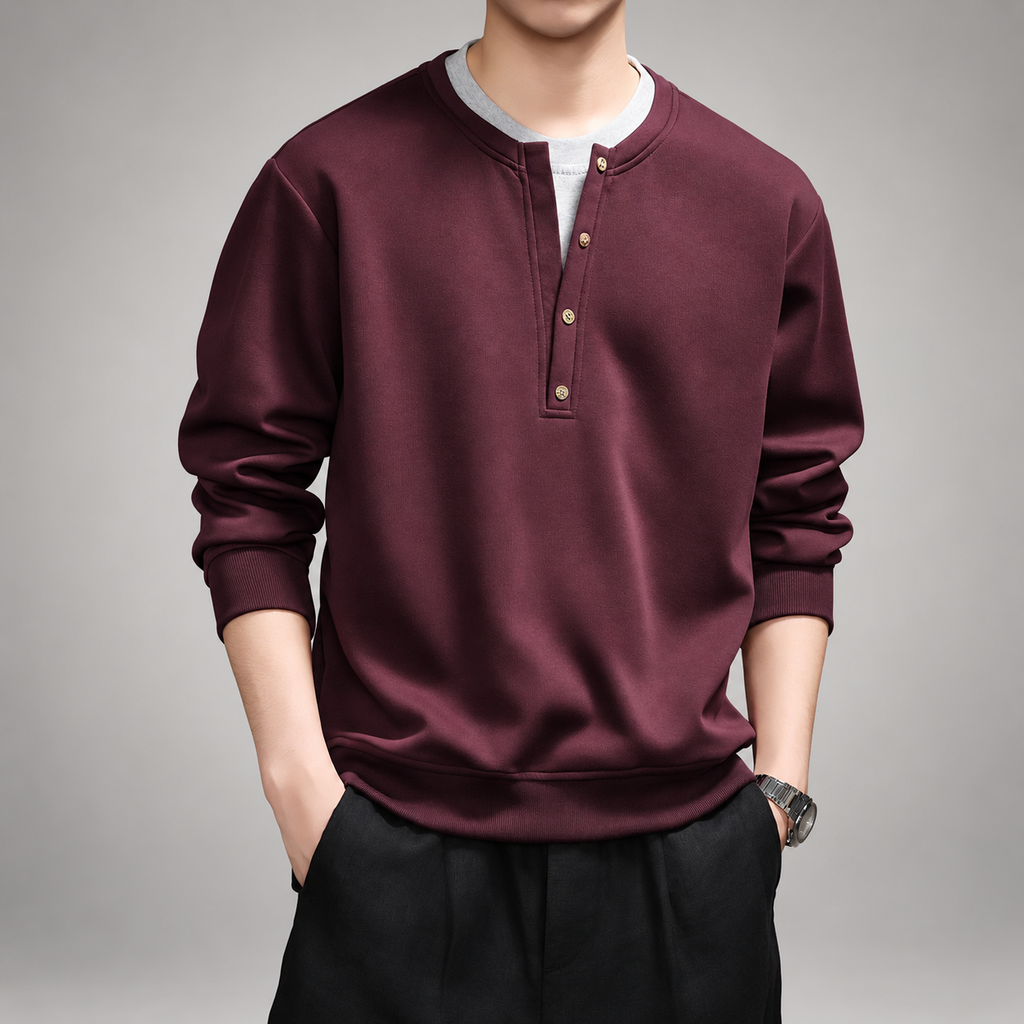 Alaric Men's Long Sleeve Henley Sweatshirt