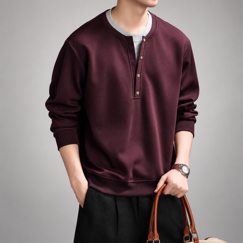 Alaric Men's Long Sleeve Henley Sweatshirt