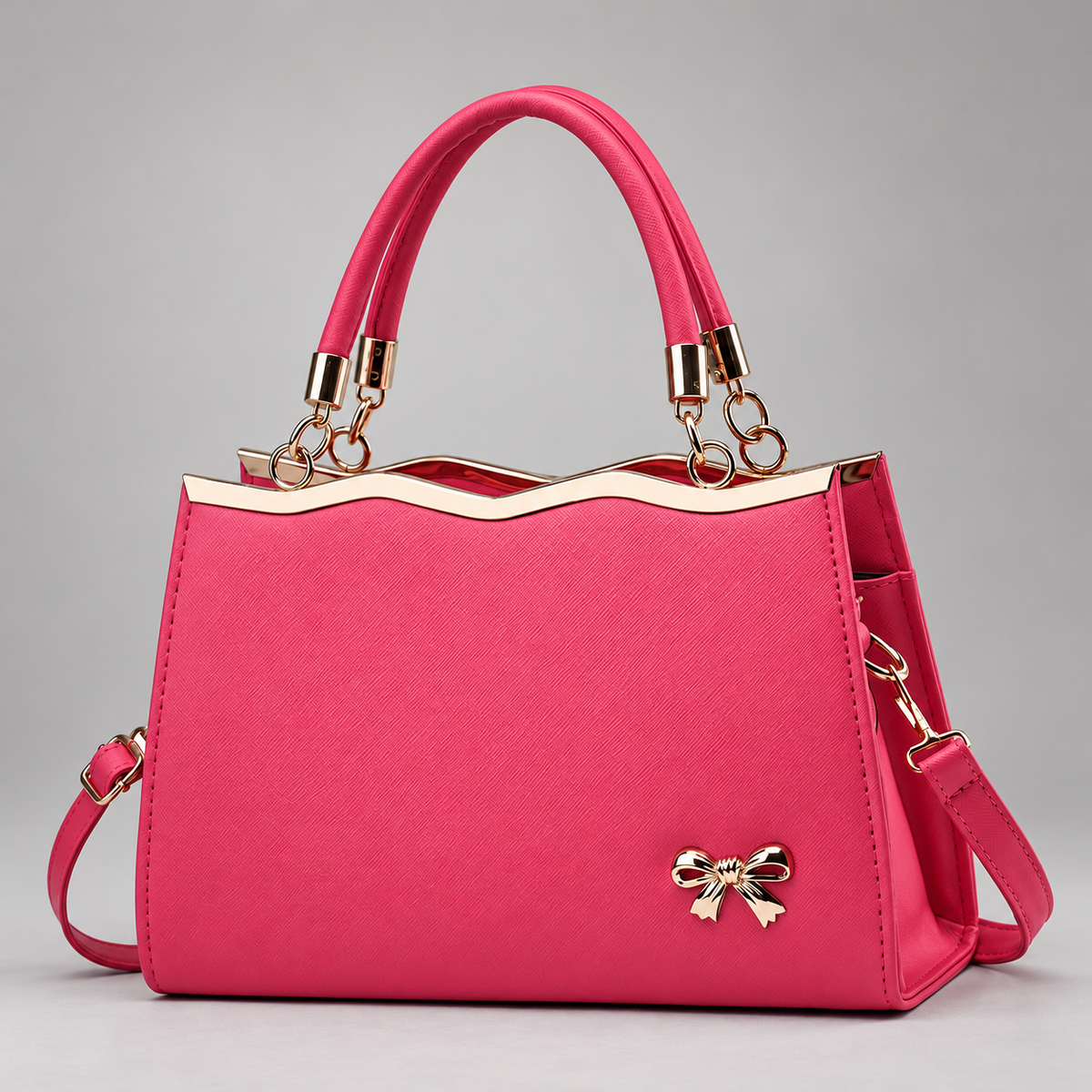 Monica Women’s Structured Handbag with Gold-Tone Bow