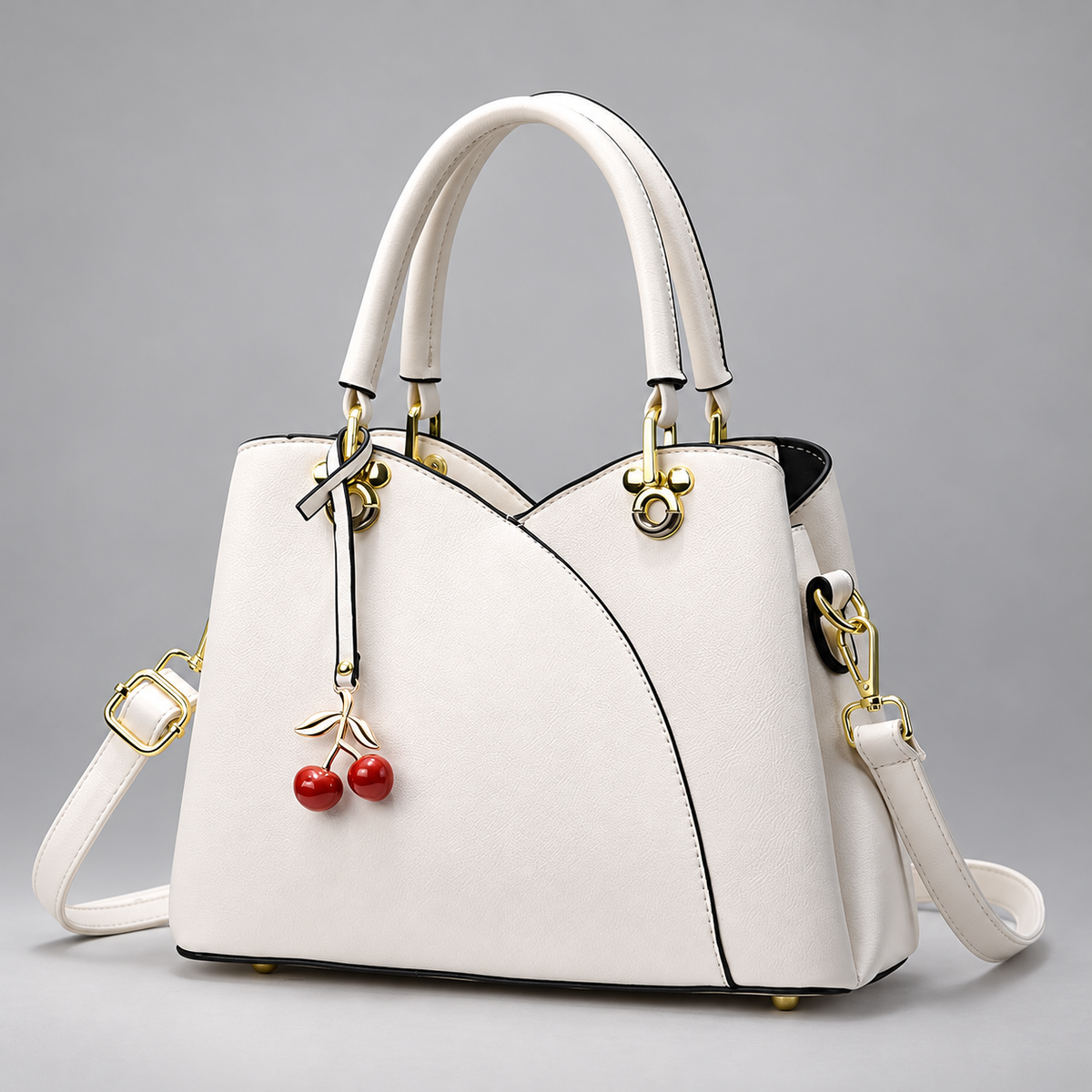 Fiorella Women’s Curved Panel Satchel with Adjustable Shoulder Strap