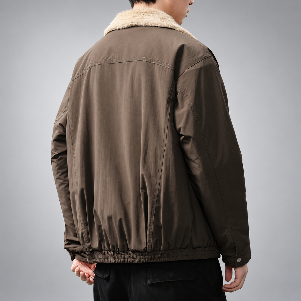 Gaspard Men’s Zip-Front Jacket with Contrast Collar