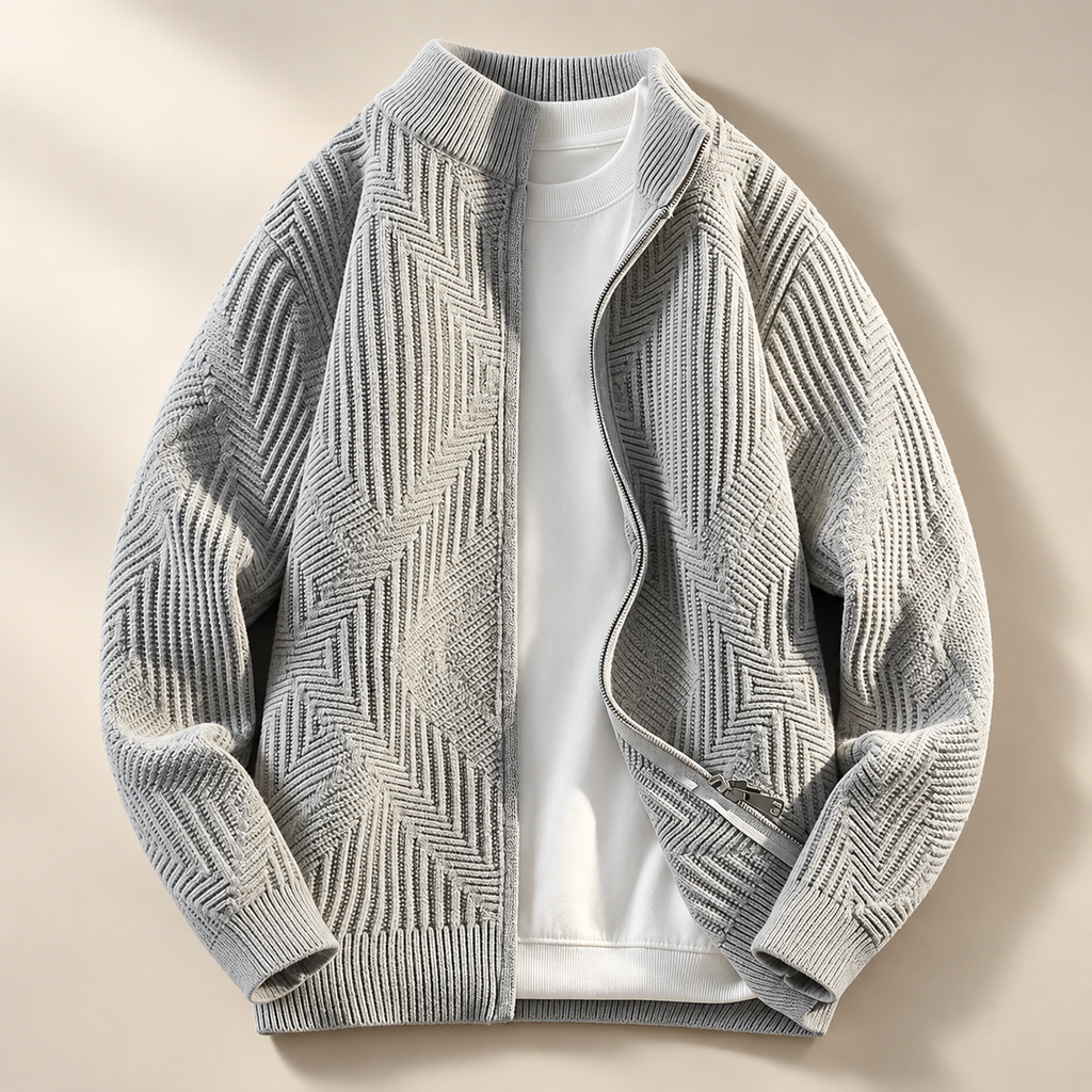 Jacob Textured Zip Front Cardigan